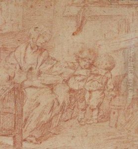 La Mere Et Ses Deux Enfants by Jean Baptiste Greuze