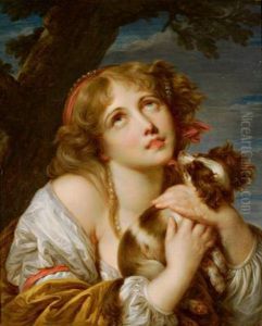Fanciulla Con Cane by Jean Baptiste Greuze