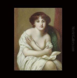 A Young Lady, Seated On Green
Upholstered Chair, Loosely Dressed In White Shift, Her Breast Bared by Jean Baptiste Greuze