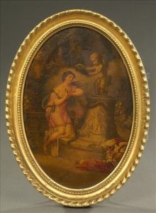 Thevotive Offering To Cupid Oleograph On Oak