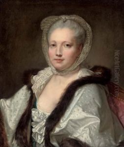 Portrait Of A Lady, Bust-length, In A Fur Trimmed Shawl by Jean Baptiste Greuze