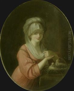 Woman With Doves In A Basket by Jean Baptiste Greuze