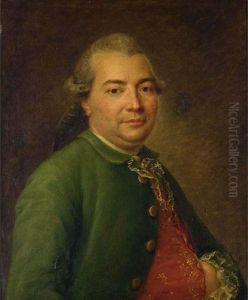 A Portrait Of A Gentleman, Half Length, Wearing A Green Coat With A Red Waist Coat by Jean Baptiste Greuze