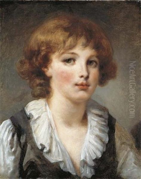 A Young Boy, Bust-length, In A White Chemise And Black Waistcoat - view 1