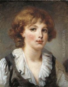 A Young Boy, Bust-length, In A White Chemise And Black Waistcoat by Jean Baptiste Greuze