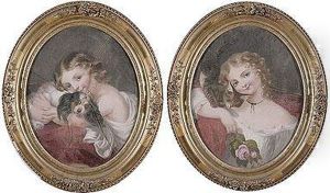 Nina Con Gato / Nina Con Perro by Jean Baptiste Greuze