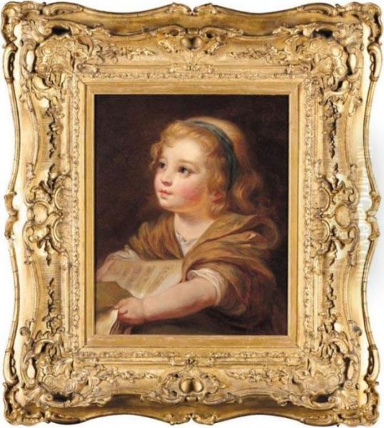 Portrait Of A Young Girl Holding A Sheet Of Music - view 1