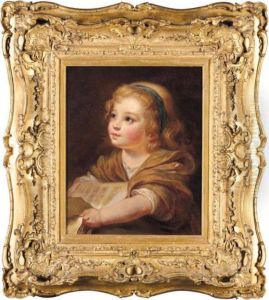 Portrait Of A Young Girl Holding A Sheet Of Music by Jean Baptiste Greuze