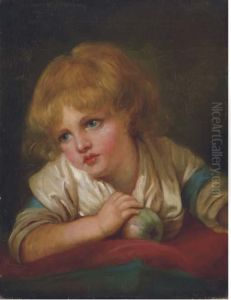 A Child With An Apple by Jean Baptiste Greuze