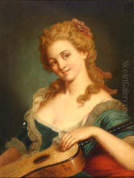 Bust Portrait Of A Lady With Guitar - view 1