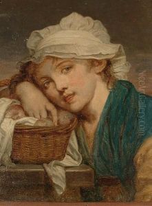 Portrait Of A Young Girl In A White Cloth Cap by Jean Baptiste Greuze
