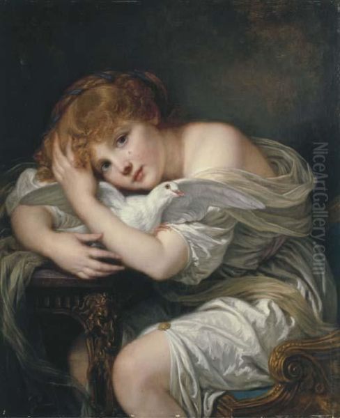 'la Jeune Fille A La Colombe' - A Young Girl Holding A Dove - view 1