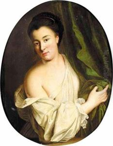 A Portrait Of A Woman, Half Length, Wearing A White Shirt by Jean Baptiste Greuze