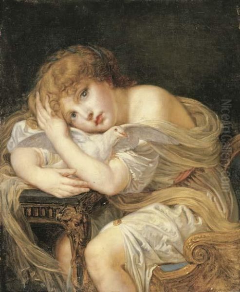 'la Jeune Fille A La Colombe' - A Young Girl Holding A Dove - view 1
