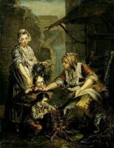 Die Kastanienrosterin. by Jean Baptiste Greuze