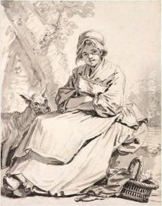 Peasant Girl With A Goat by Jean Baptiste Greuze