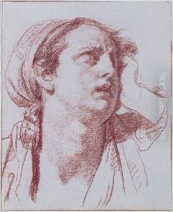 Head Of A Woman With Her Hand To Her Face by Jean Baptiste Greuze