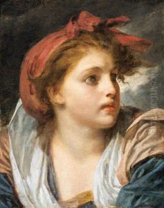 A Girl, Bust Length, Wearing A Red Headscarf