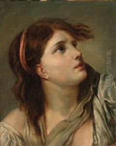 Portrait Of A Young Lady - Head And Shoulders by Jean Baptiste Greuze