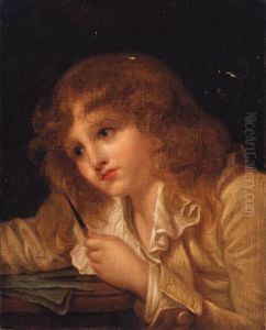 A Boy Seated At A Desk