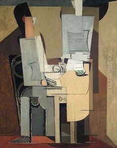 Personnage ecrivant et personnage by Louis Marcoussis (Ludwik Markus)
