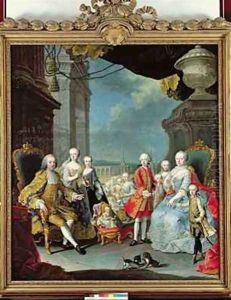 Franz Stephan I 1708-65 with his wife Marie-Therese 1717-80 and their children
