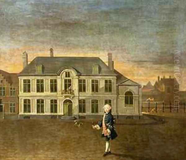 A Young Nobleman Standing before a Mansion - view 1