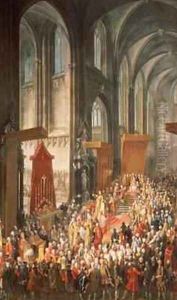 The Investiture Joseph II 1741-90 following his coronation as Emperor of Germany in Frankfurt Cathedral 1764 by Martin II Mytens or Meytens