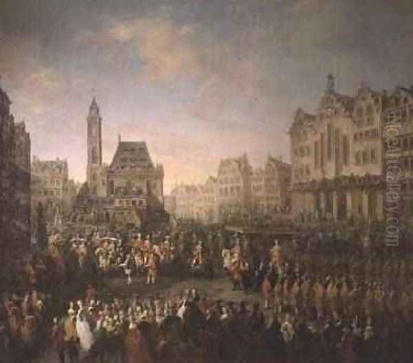 The coronation procession of Joseph II 1741-90 in Romerberg 1764 - view 1