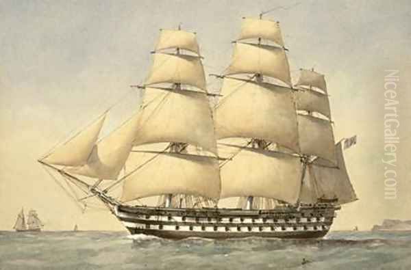 HMS Bellerophon off the Coast 1875 - view 1