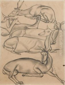 Gazelles by Boris Dmitrievich Grigoriev