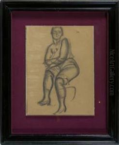 Sitzende Frau. by Boris Dmitrievich Grigoriev