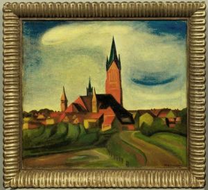 Blick Aufein Dorf Mit Groser Kirche