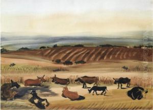 Cattle At Rest by Boris Dmitrievich Grigoriev