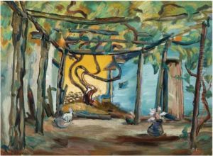 The Terrace Of Villa Borisella, Cagnes Sur Mer by Boris Dmitrievich Grigoriev