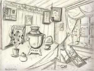 Russian Interior by Boris Dmitrievich Grigoriev