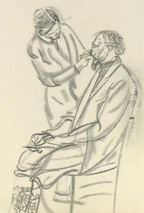 Vasilii Kachalov Preparing For A Role by Boris Dmitrievich Grigoriev