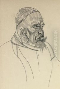 Portrait Of Aleksandr Vishnevskii In Gorki's by Boris Dmitrievich Grigoriev
