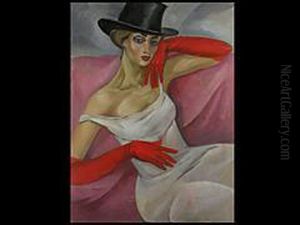 Dame Mit Zylinder Und Roten Handschuhen Dame Mit Zylinder Und Roten Handschuhen