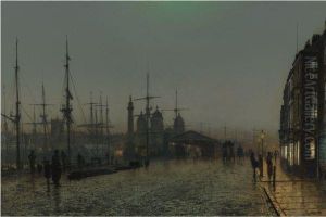 Hull Docks At Night by John Atkinson Grimshaw