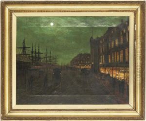 Moonlit Street Scene by John Atkinson Grimshaw