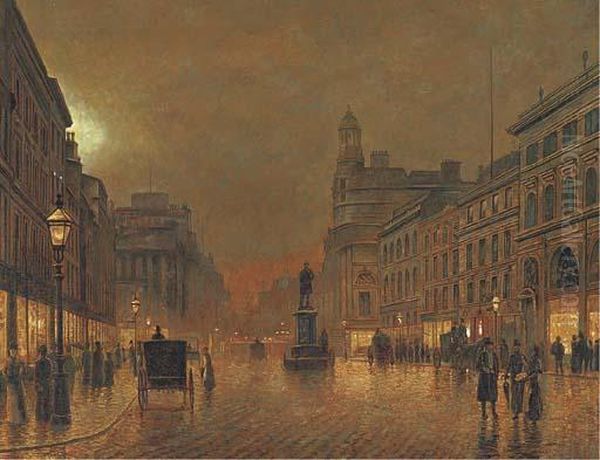 A Busy Street By Night - view 1