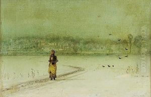 In The Winter's Twilight Glow by John Atkinson Grimshaw