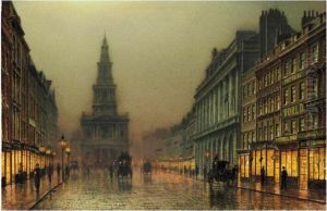 Evening Onthe Strand Looking Towards St Mary's, London by John Atkinson Grimshaw