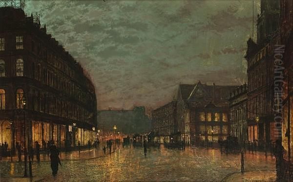 Boar Lane, Leeds, By Lamplight - view 1