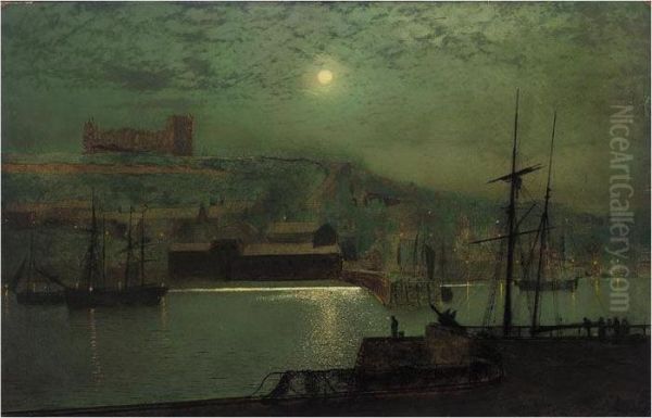 Whitby Harbour By Moonlight - view 1