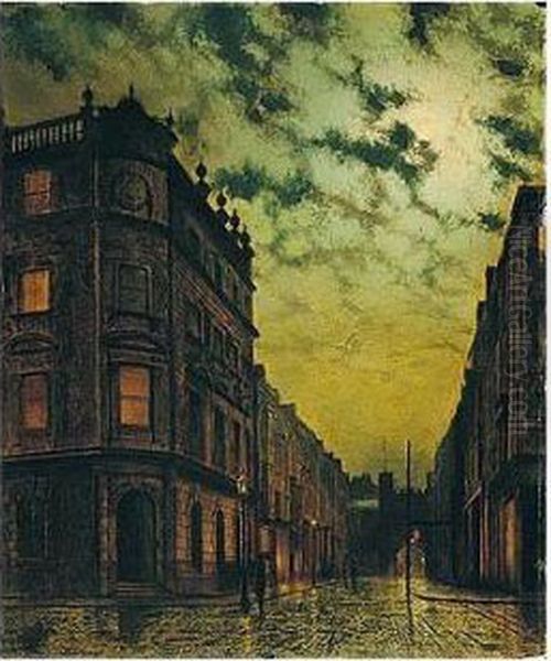 Street Scene In Scarborough - Newbrough On A Wet Night - view 1