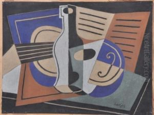 A Bottle,
Guitar And Music by Juan Gris