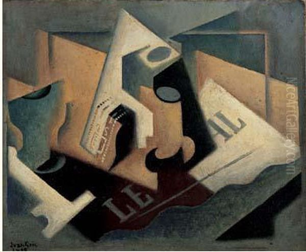 Pipe, Tabac, Verre Et Journal, 1919 - view 1