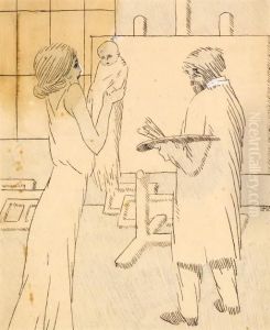 L'artiste Et Sa Famille Dans L'atelier by Juan Gris